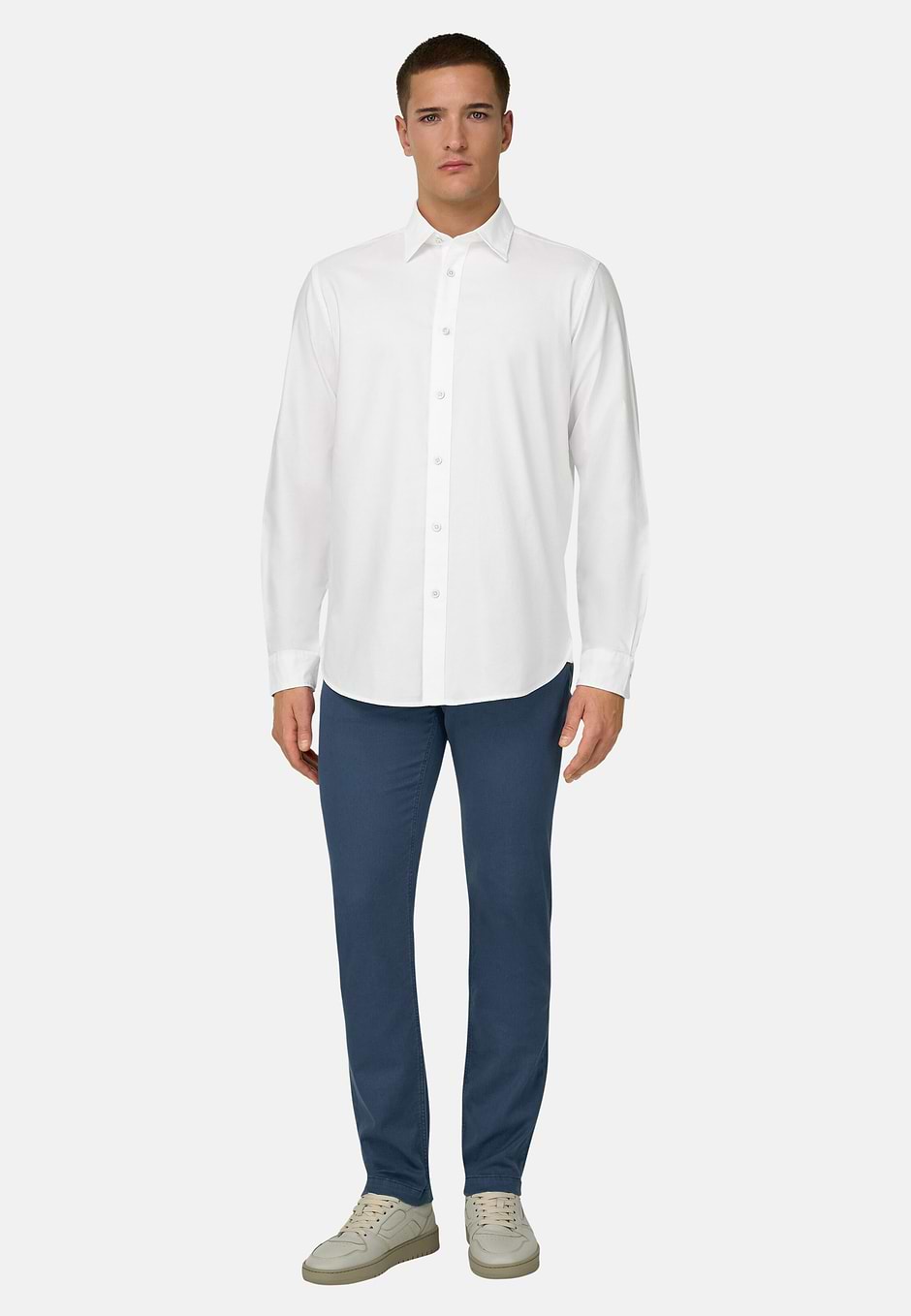 Camicia In Oxford Di Cotone Regular Fit, Bianco, hi-res