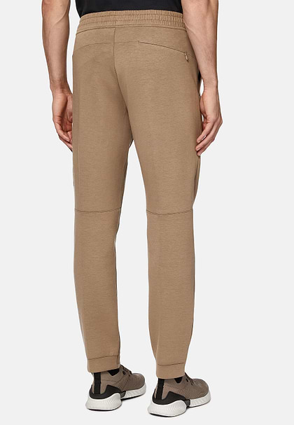 Pantaloni In Light Scuba Misto Cotone, Beige, hi-res