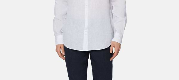 Camisa Coreana de Lino, Blanco, hi-res