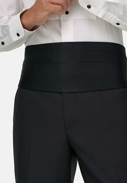 Kummerbund Aus Seide, Schwarz, hi-res