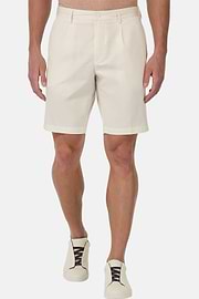 Stretch Cotton Bermuda Shorts, White, hi-res