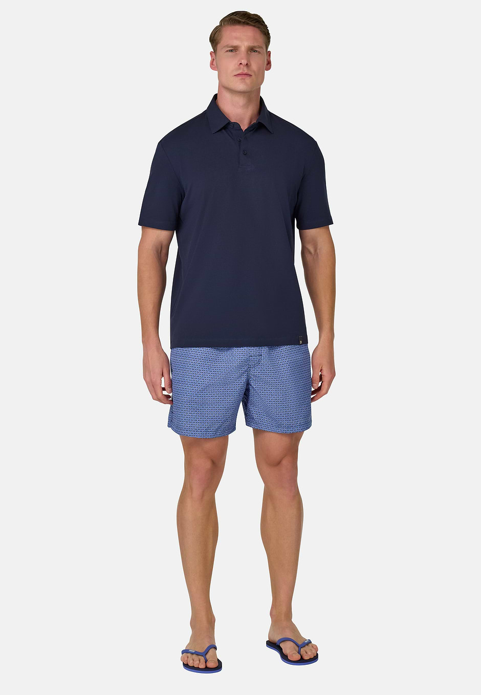 Polo Shirt In Stretch Supima Cotton, Navy blue, hi-res