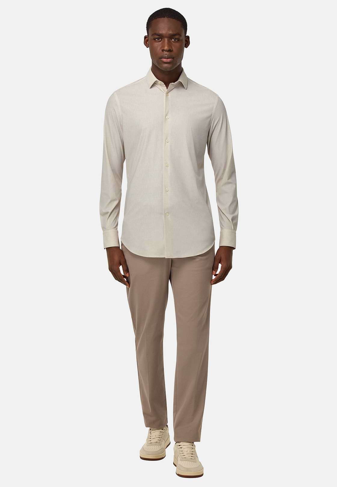 Slim Fit Stretch Nylon Shirt, Beige, hi-res