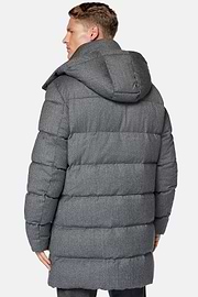 Parka In Flanella Imbottito In Piuma D`Oca, Grigio, hi-res