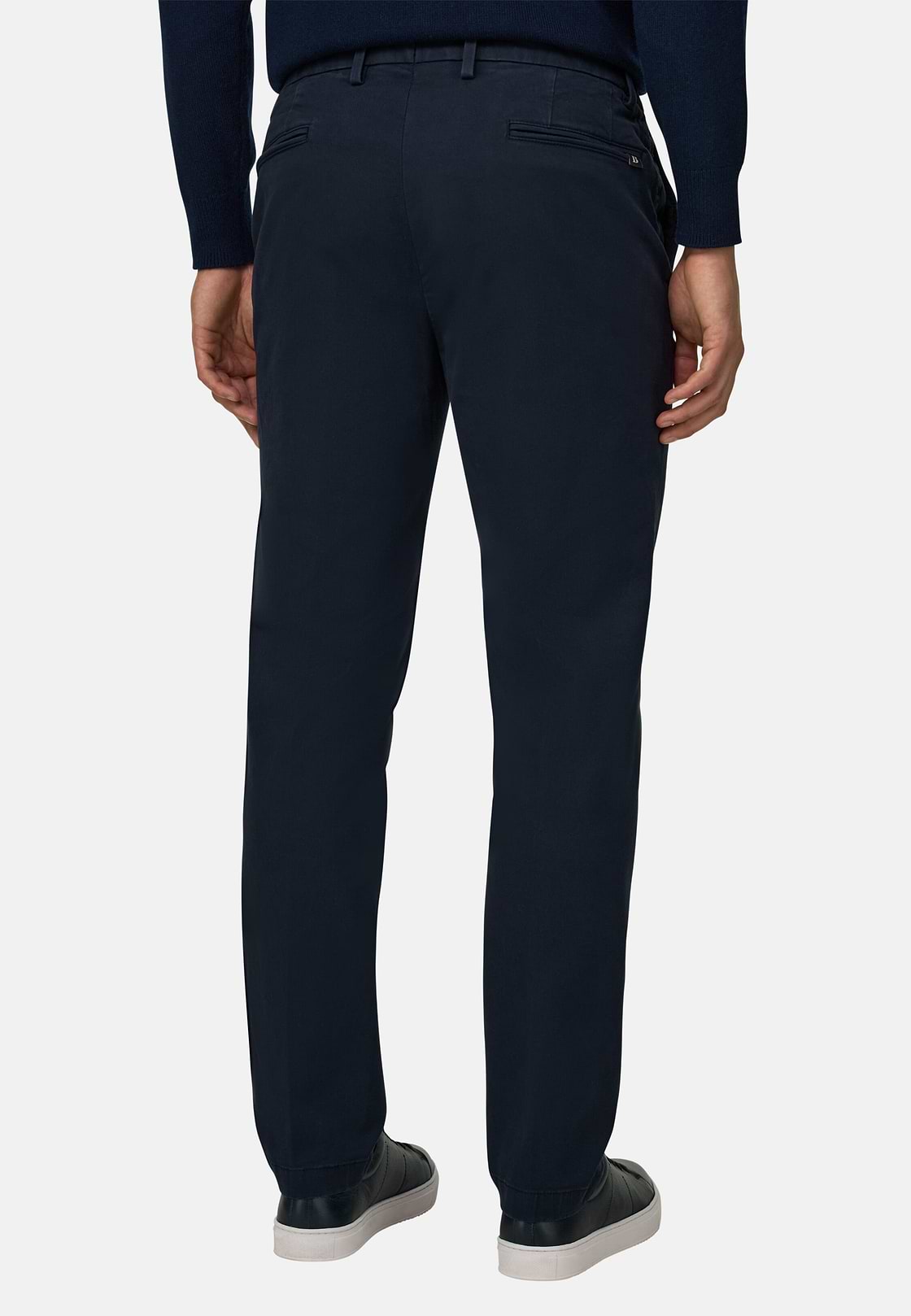 Trousers in Stretch Cotton Tencel, Navy blue, hi-res, 5