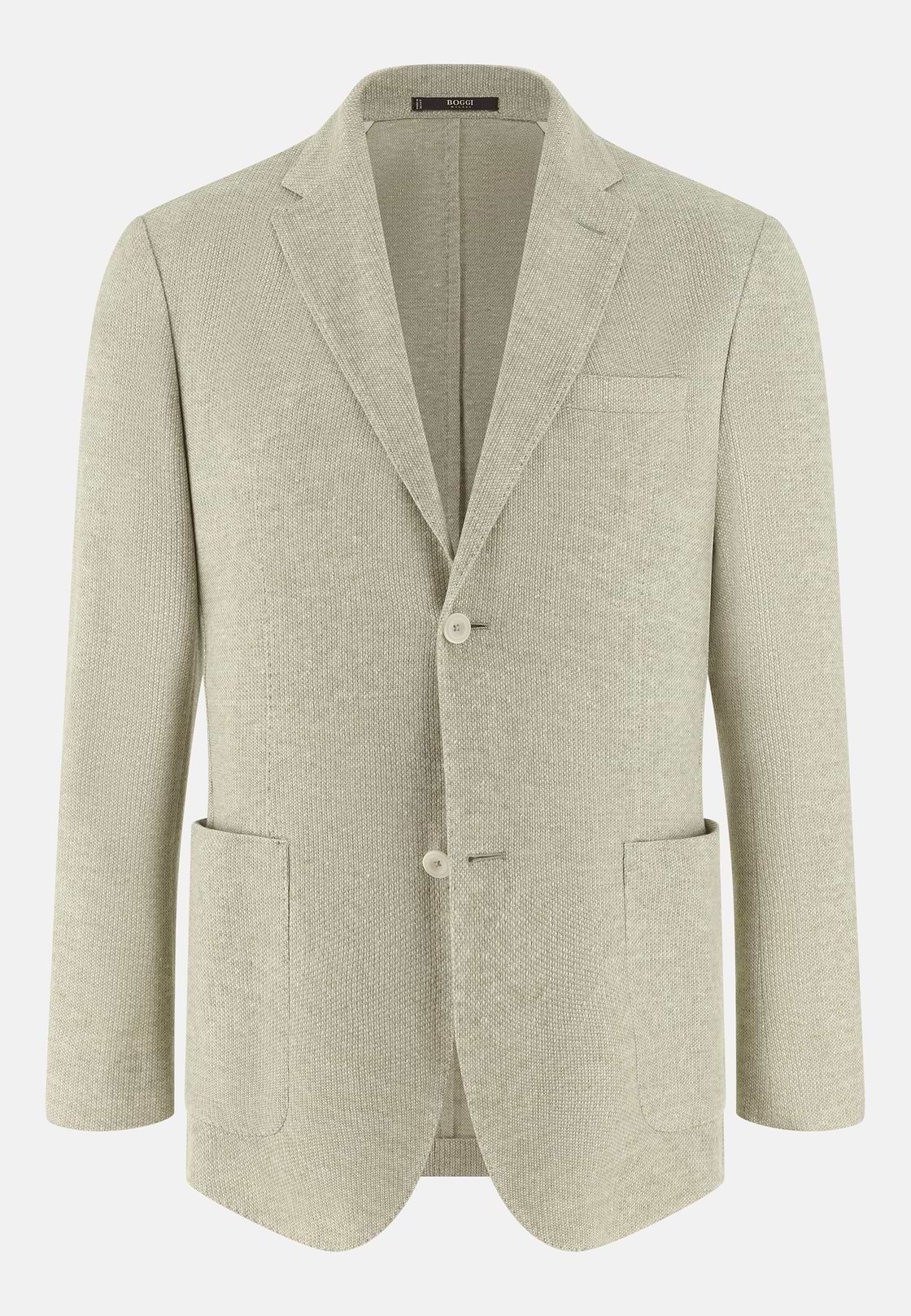 Giacca Micro Struttura In Misto Lino E Cotone B Jersey, Verde Chiaro, hi-res, 5