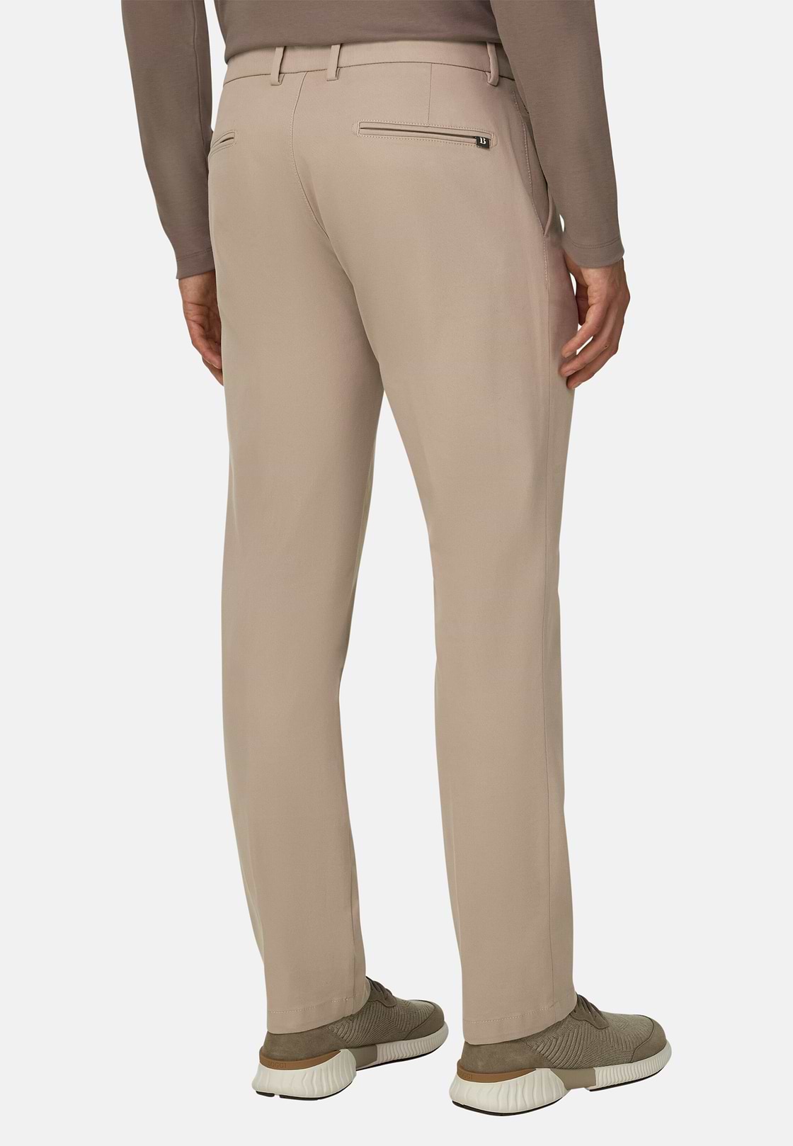 Trousers in Stretch Cotton, Sand, hi-res, 5