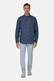 Camisa De Tencel Lino Regular Fit, Azul, thumb, 2