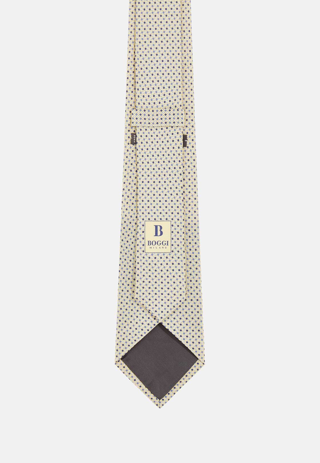Cravate Motif Fantaisie En Soie, Jaune, hi-res