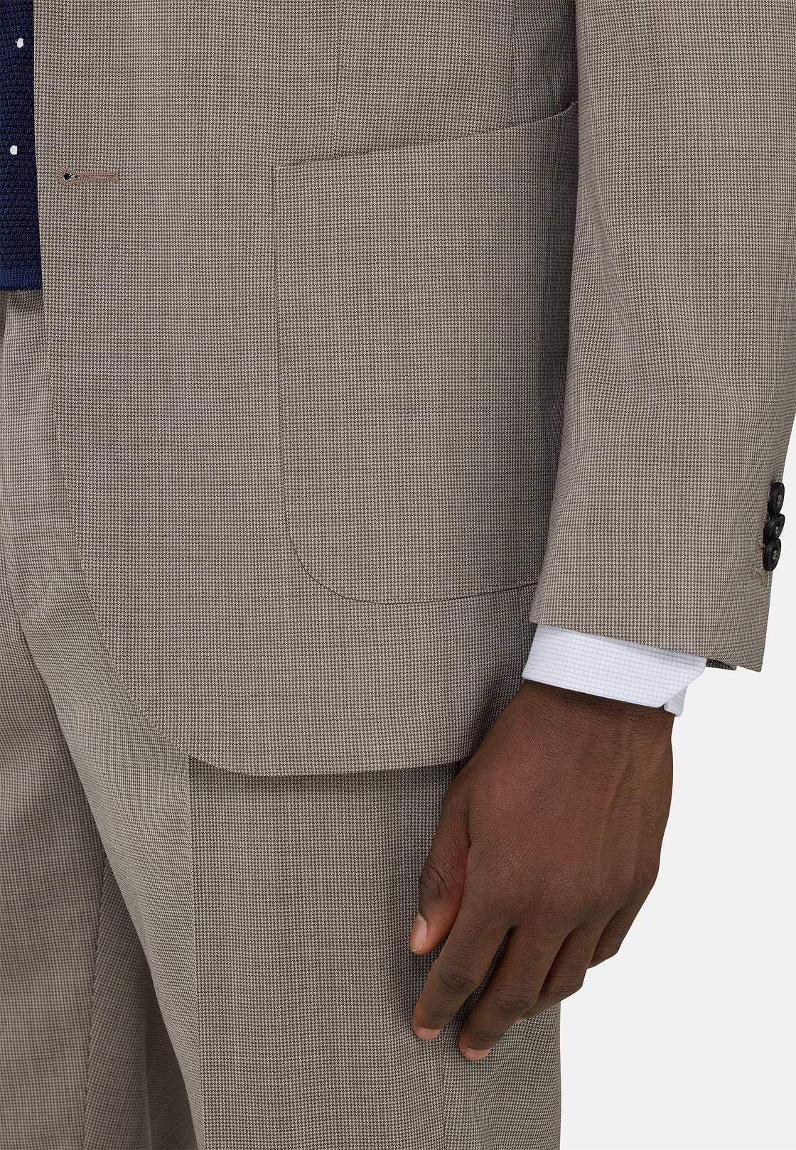 Micro Pattern Suit in Pure Wool, Taupe, hi-res