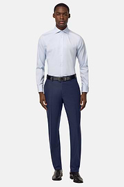 Pure Wool Bird's Eye Trousers, Bluette, hi-res