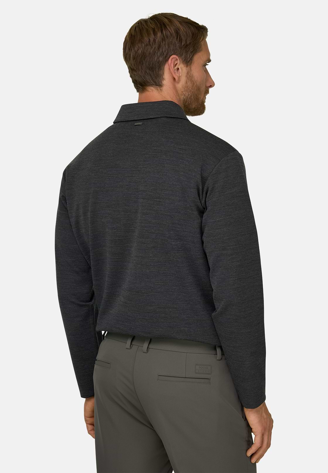 Quarter-Zip Sweatshirt in WOOLTECH Wool Blend Diagonal, Charcoal, hi-res, 4