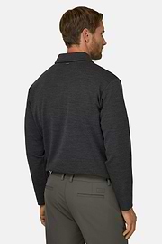 Quarter-Zip Sweatshirt in WOOLTECH Wool Blend Diagonal, Charcoal, thumb, 4