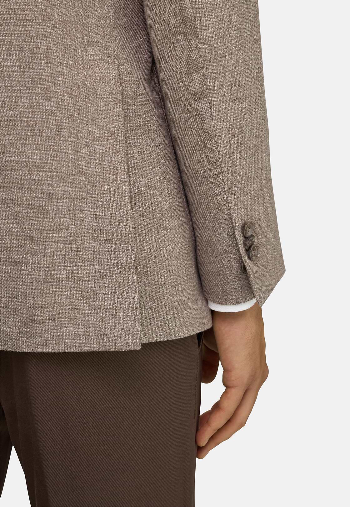 Giacca In Lana Lino E Seta, Taupe, hi-res, 4