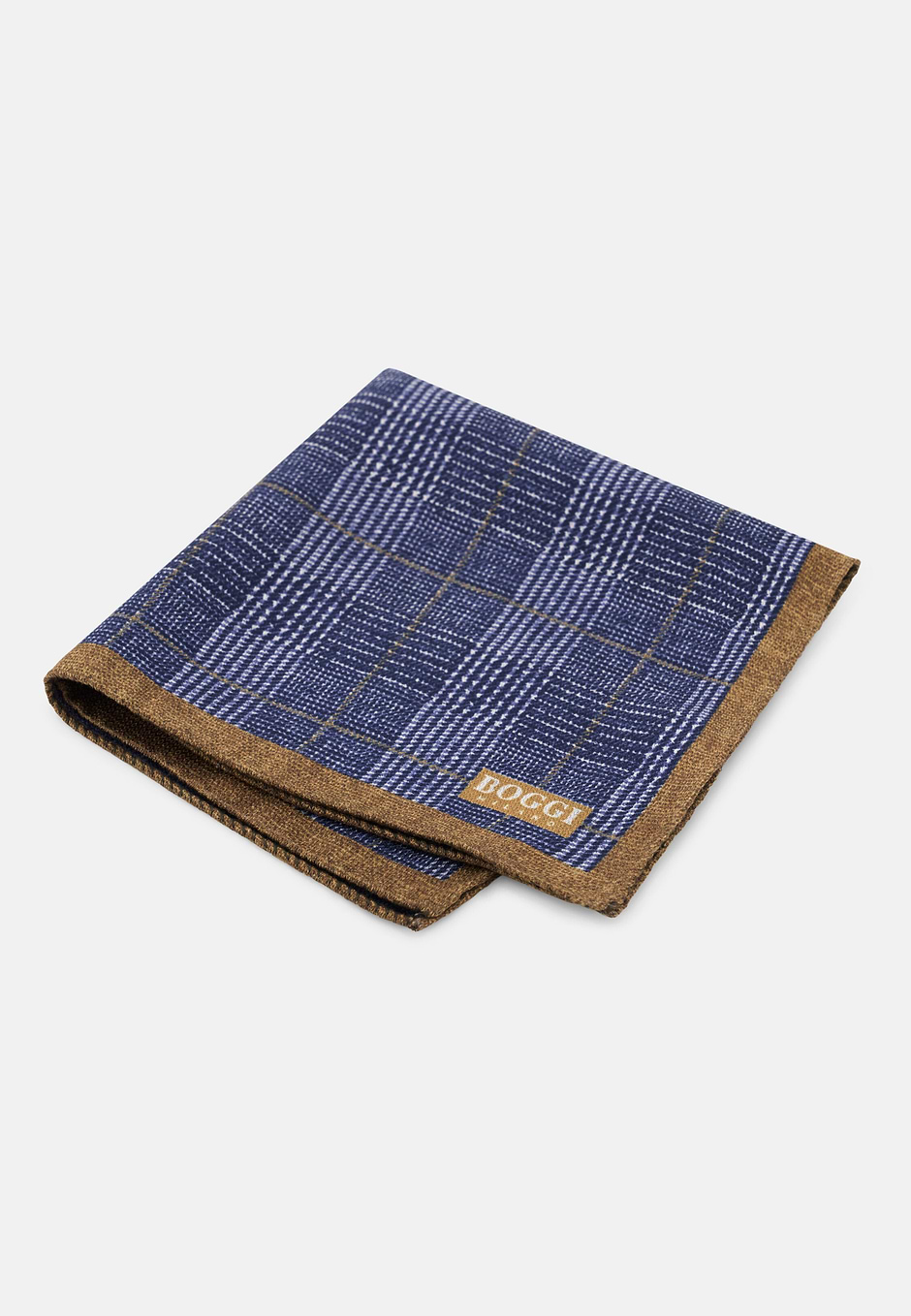 Lenço de Bolso Dupla Estampa Príncipe de Gales em Seda, Navy blue, hi-res