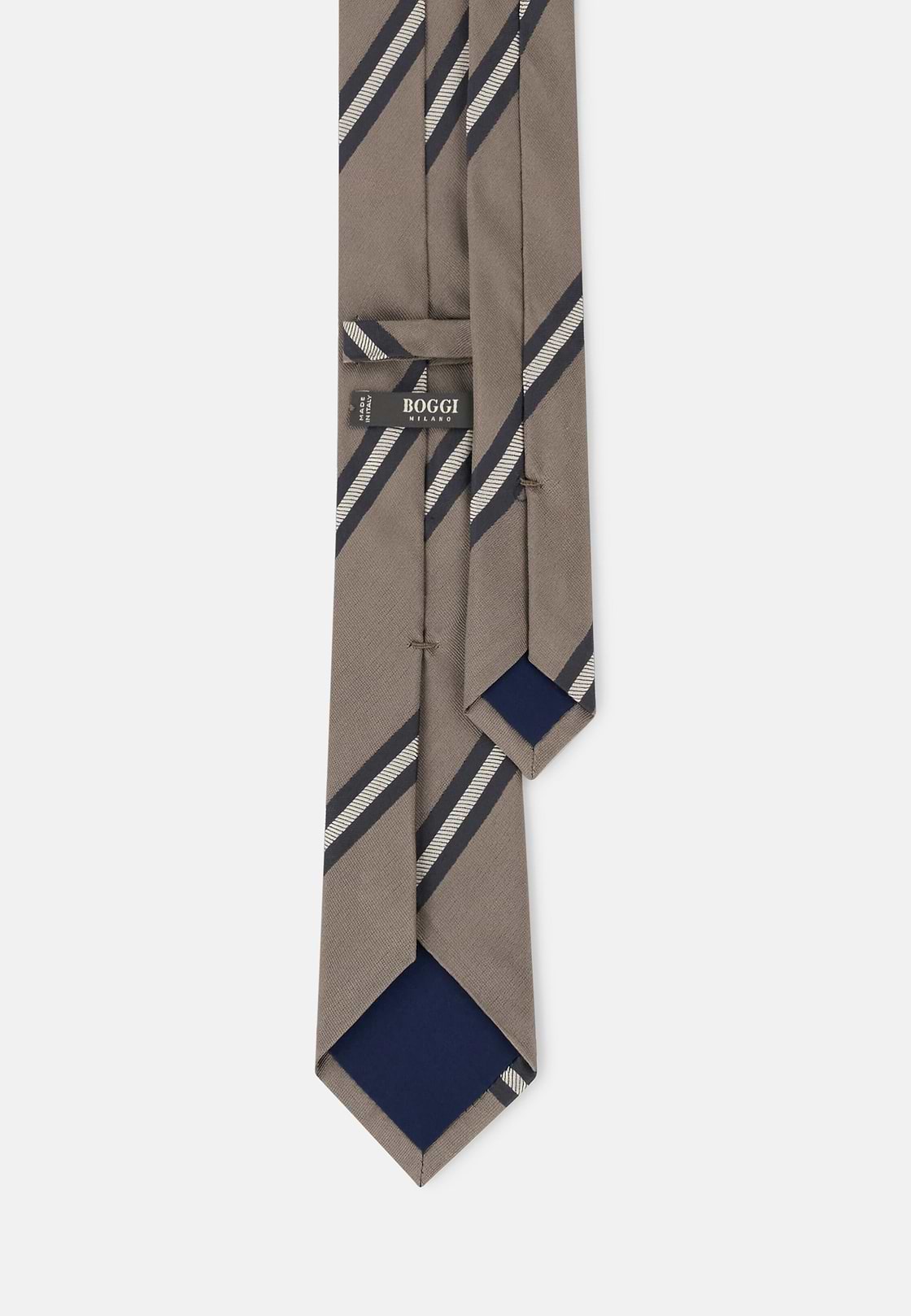 Tie Regimental Pattern in Silk, Taupe, hi-res, 3
