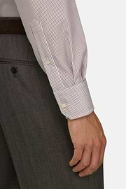 Overhemd Gestreept Katoen Non-Iron Slim Fit, Burgundy, thumb, 4
