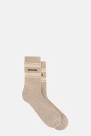 Chaussettes Logo À Rayures, Taupe, thumb, 2