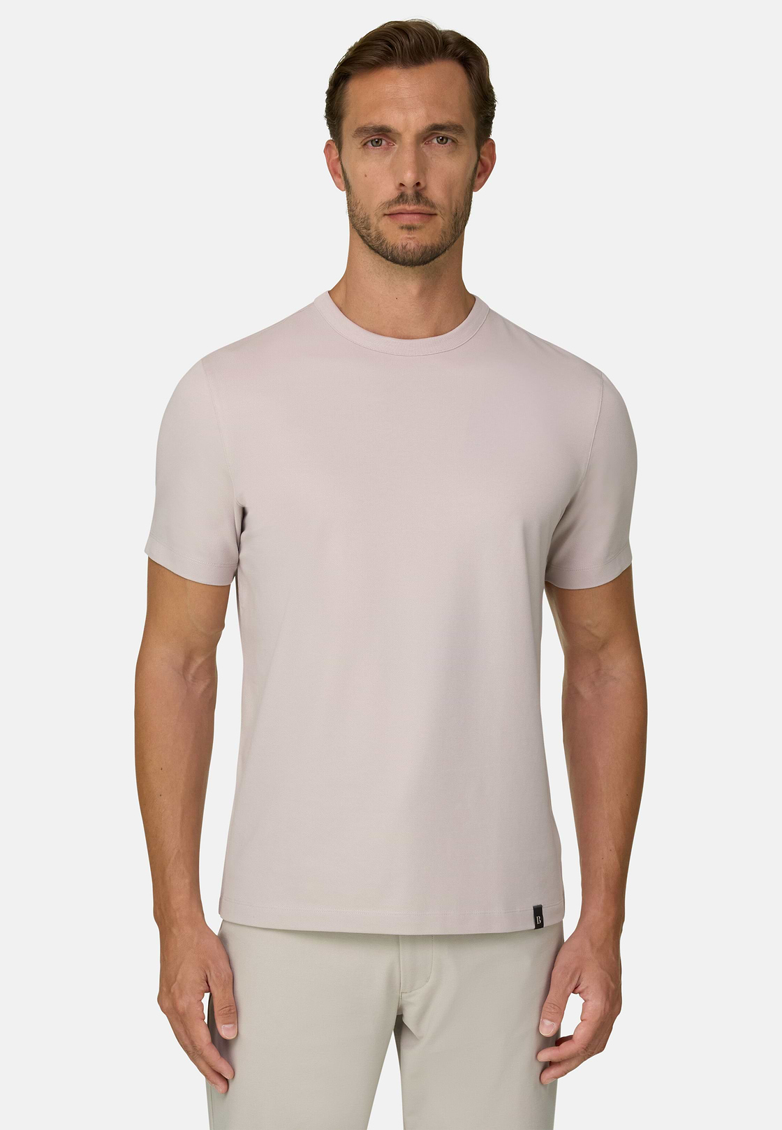 T-Shirt aus diagonalem Baumwollmisch-Jersey B Tech, Sand, hi-res, 1