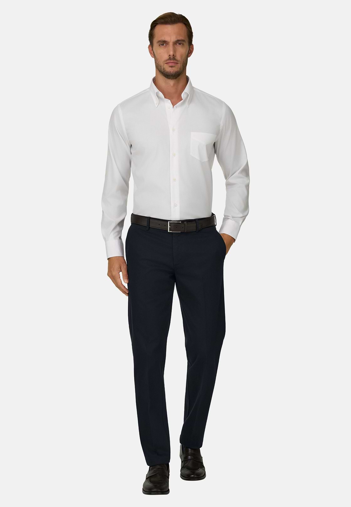 Regular Fit Pinpoint Cotton Shirt, White, hi-res, 2