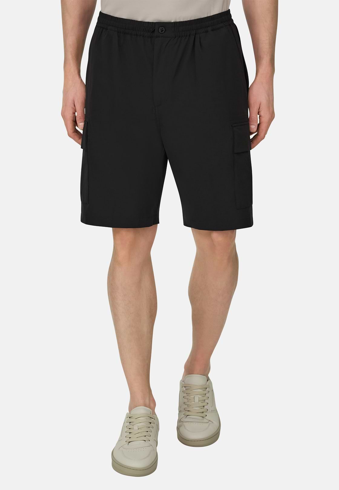 Nylon Bermuda Shorts, Black, hi-res, 2