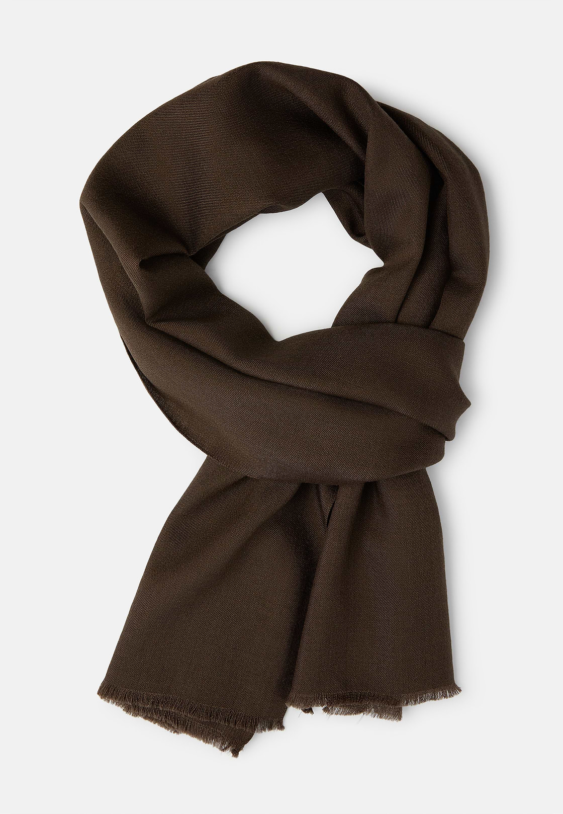 Herringbone Wool Scarf, Brown, hi-res