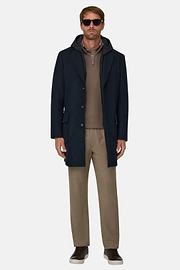 Single-Breasted Coat in Wool Blend, Navy blue, thumb, 2