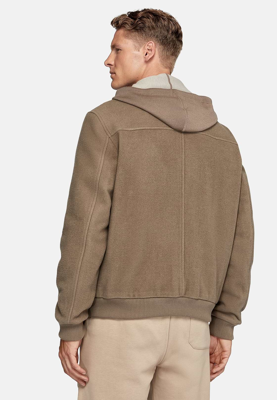 Bomber Jacket In Padded Wool, Taupe, hi-res