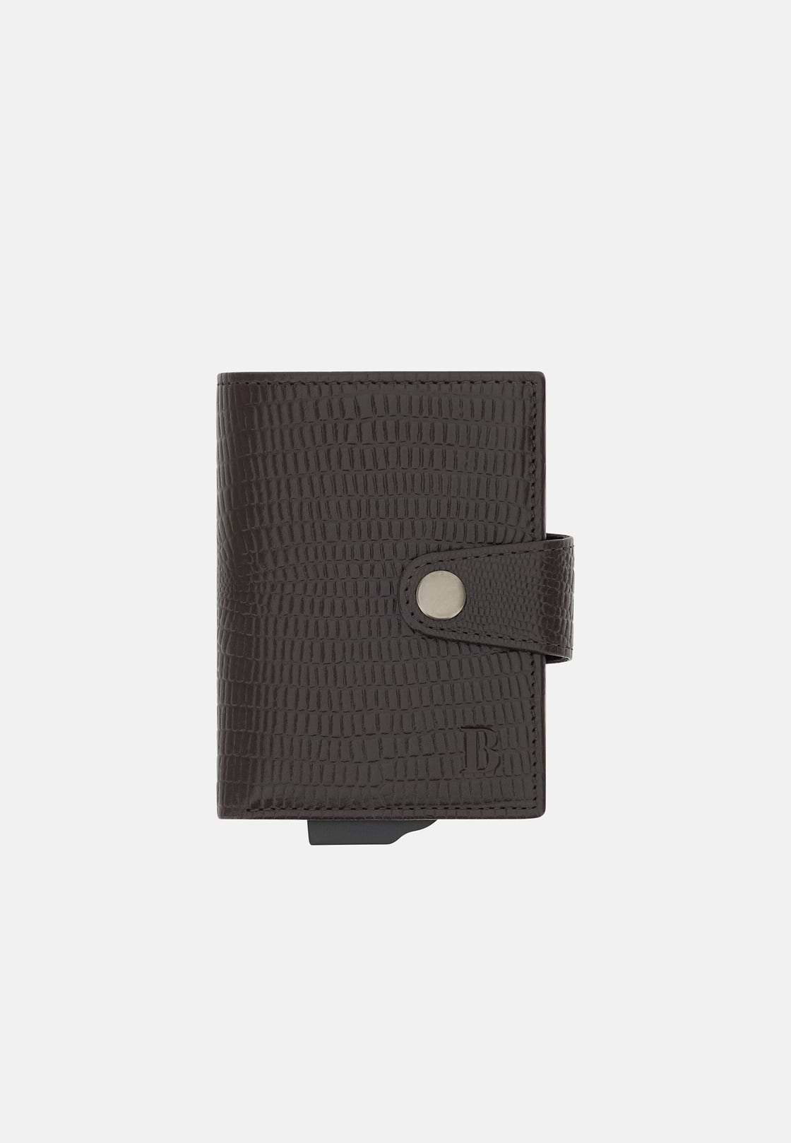Tarjetero de Piel Estampada, Marron oscuro, hi-res, 1