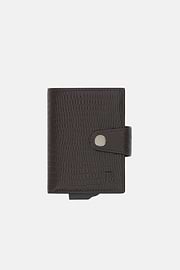 Tarjetero de Piel Estampada, Marron oscuro, thumb, 1