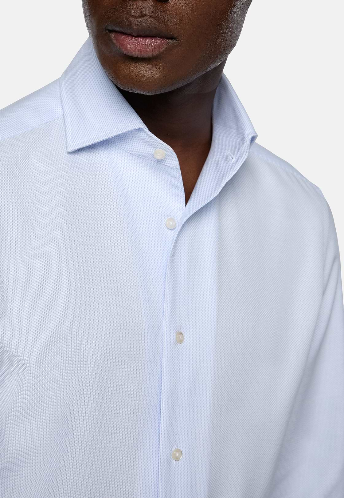 Chemise Nid D'Abeille En Coton Regular Fit, Bleu clair, hi-res