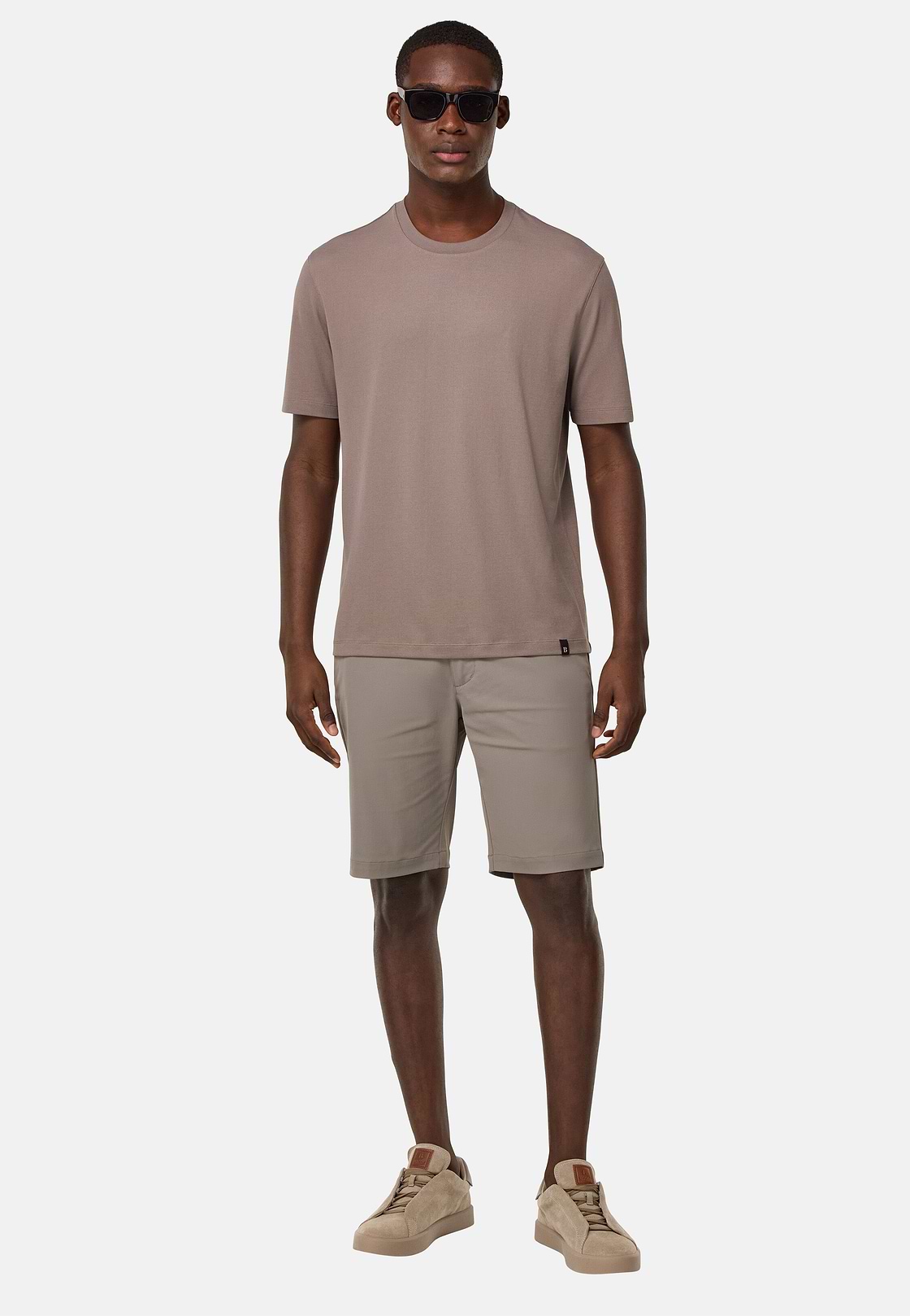 B Tech Stretch Nylon Bermuda Shorts, TAUPE, hi-res