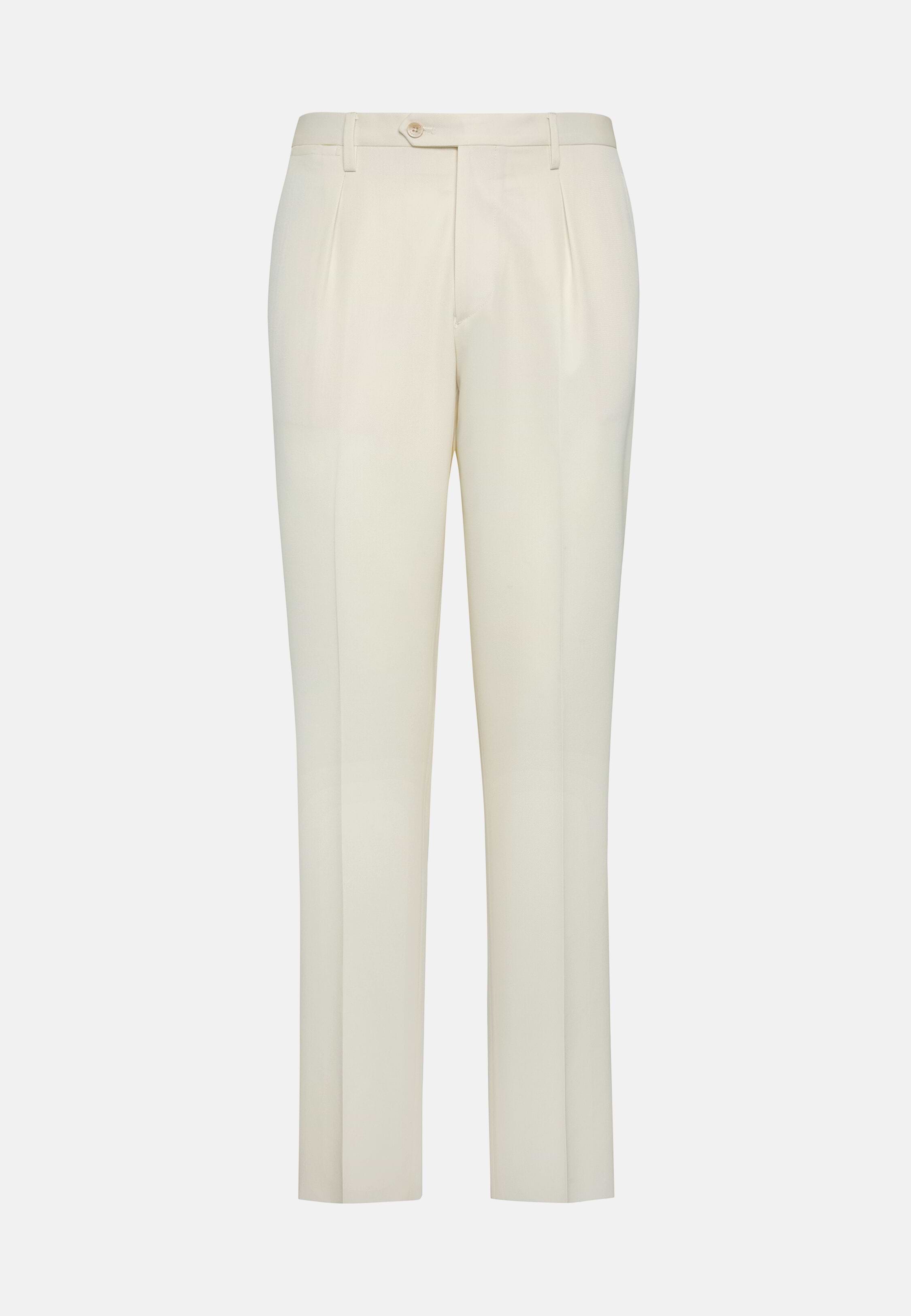 Wide Straight Cotton Wool Gabardine Pants