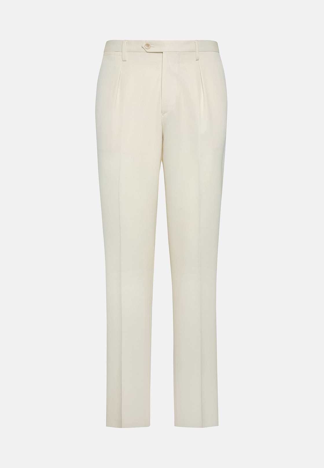 Wool Gabardine Trousers, Cream, hi-res