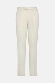 Wool Gabardine Trousers, Cream, hi-res