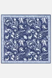 Paisley Print Silk Pocket Square, Blue, thumb, 2