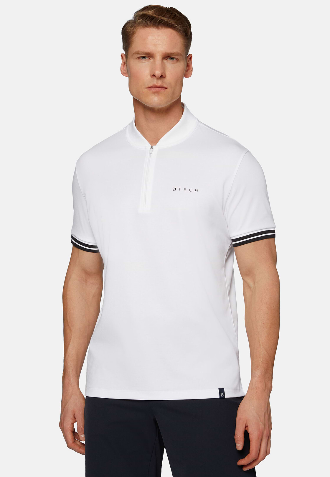 High-Performance Fabric Polo Shirt, White, hi-res