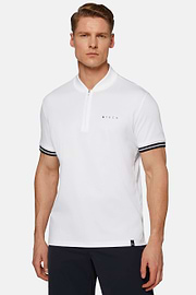 High-Performance Fabric Polo Shirt, White, hi-res