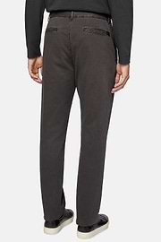 Stretch Cotton Gabardine Trousers, Brown, hi-res