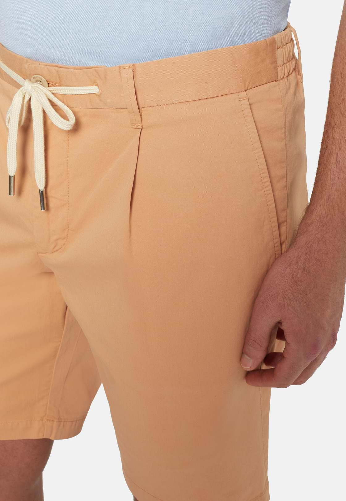 Stretch Cotton Summer Bermuda Shorts, Papaya, hi-res