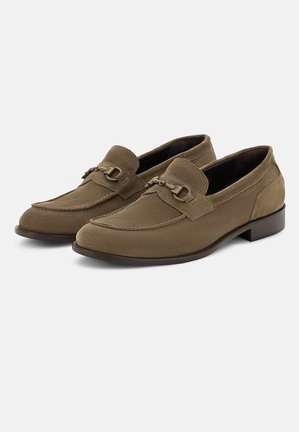 Suede Leather Loafers, Taupe, hi-res