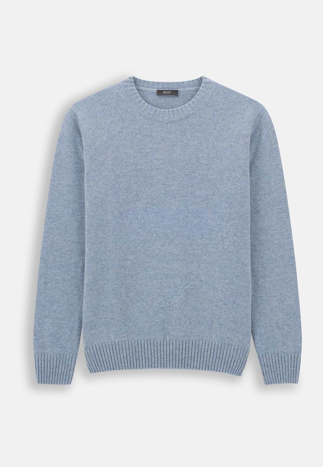 Crew Neck Jumper in Wool Blend, Light Blue, hi-res, 5