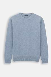 Crew Neck Jumper in Wool Blend, Light Blue, thumb, 5