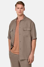 Linen Camp Overshirt, Taupe, thumb, 2