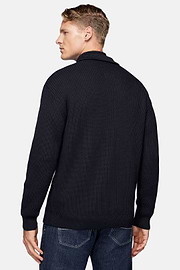 Cárdigan Azul Marino Cuello Camisero De Lana Merina, Azul  Marino, hi-res