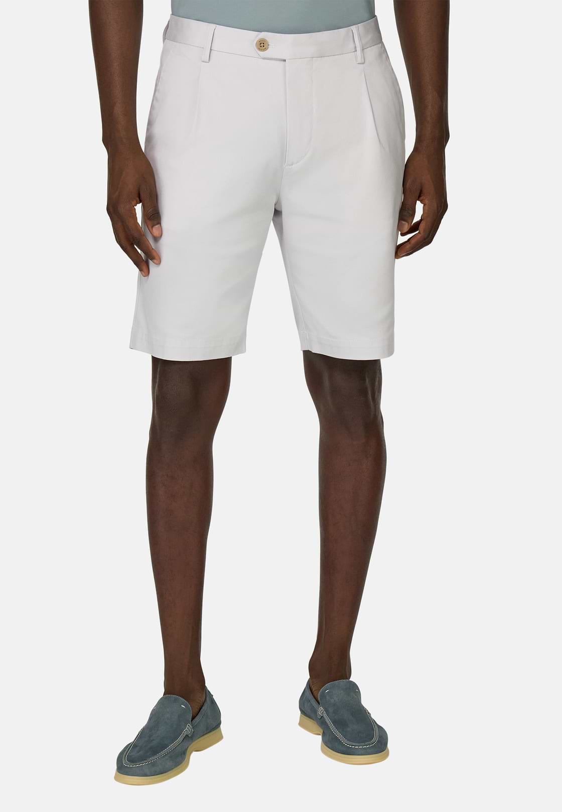 Bermuda En Coton Tencel Extensible, La glace, hi-res