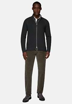 Charcoal Merino Wool Full Zip Jumper