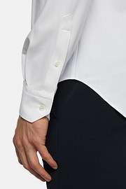 Weißes Slim Fit Hemd Aus Stretch Nylon, Weiß, thumb, 4
