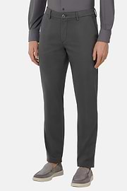 Pantaloni In Cotone Tencel Elasticizzato, Carbone, hi-res