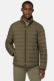 Quilted Nylon Real Down Bomber Style Sempione, Military Green, hi-res